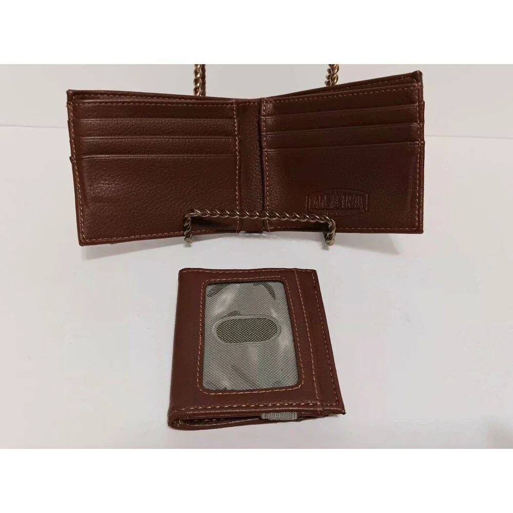 Lake & Trail Green Canvas / Brown Leather Bi-fold Men's Wallet 4.25